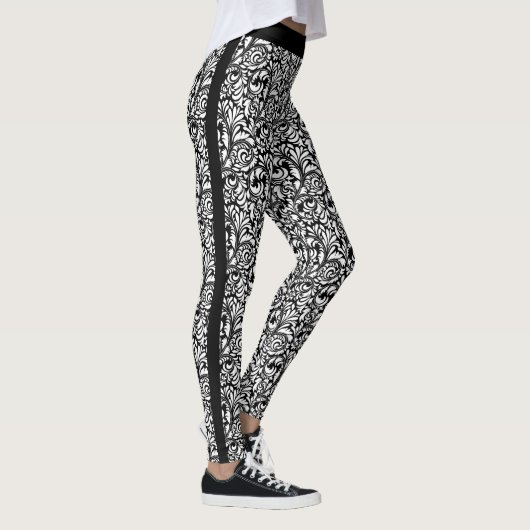 Leggings Floraux Noirs Et Blancs (Droite)