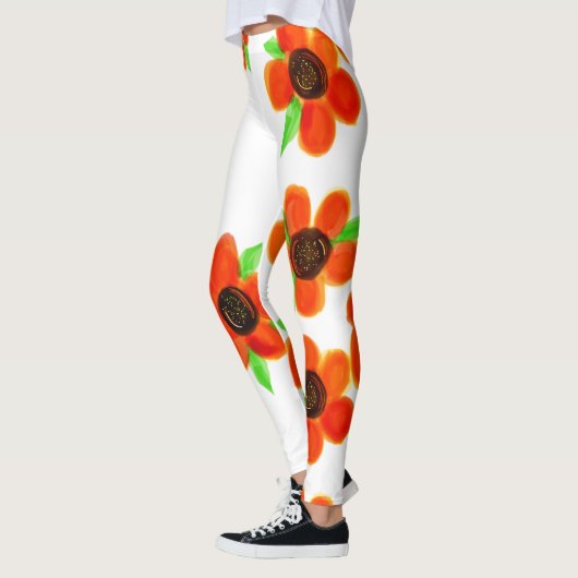 Leggings floraux orange (Gauche)