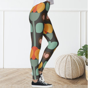 Leggings floraux oranges Super rétro