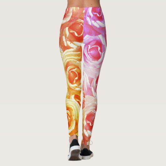 Leggings floraux roses roses (Dos)