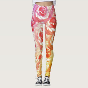 Leggings floraux roses roses
