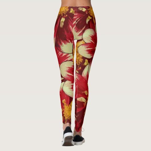 Leggings floraux rouges (Dos)