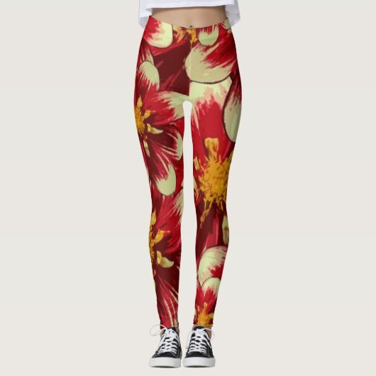 Leggings floraux rouges (Devant)