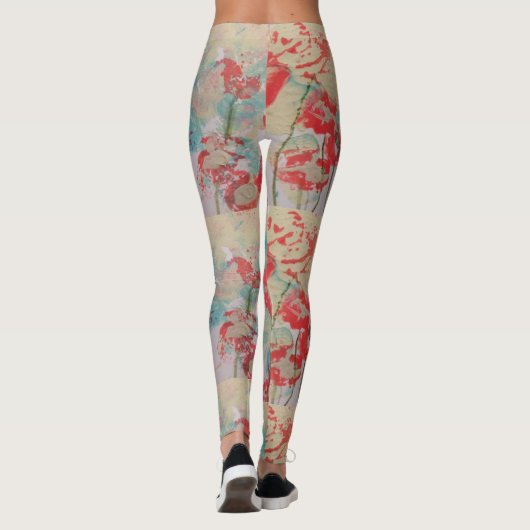 Leggings floraux rouges (Dos)