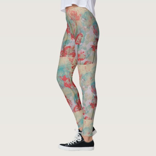 Leggings floraux rouges (Gauche)