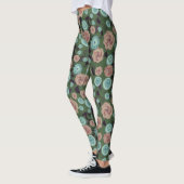 Leggings floraux sarcelle et rose (Gauche)