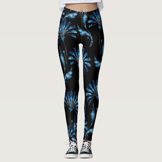 Leggings Flore bleu brillant (Devant)