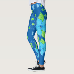 Leggings Flore bleu clair