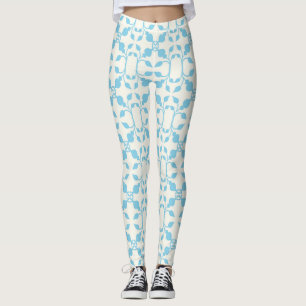 Leggings Flore bleu symétrique