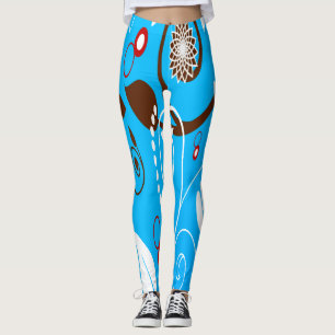 Leggings Flore bleue