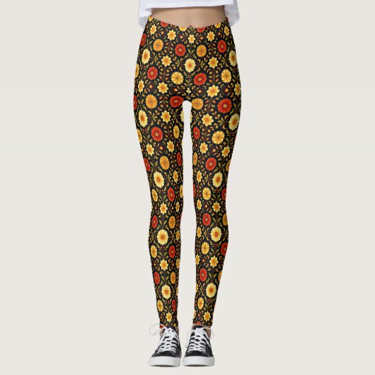 Leggings Flore d'araignée et de crème (Devant)