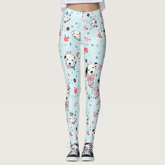 Leggings Flore de chiot dalmate - bleu clair (Devant)