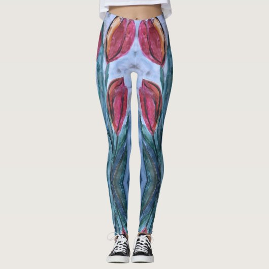 Leggings Flore de la Tulipe rouge (Devant)