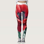 Leggings Flore de pavot rouge (Devant)