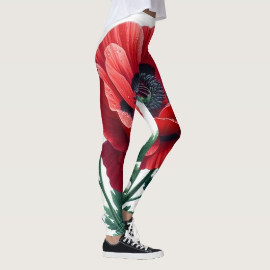 Leggings Flore de pavot rouge (Droite)