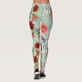 Leggings Flore de printemps vert : main tirée (Dos)