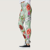 Leggings Flore de printemps vert : main tirée (Gauche)