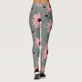 Leggings Flore de tournesol Main rose dessinée Botanique (Dos)