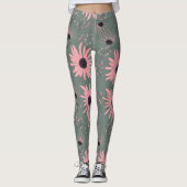 Leggings Flore de tournesol Main rose dessinée Botanique (Devant)