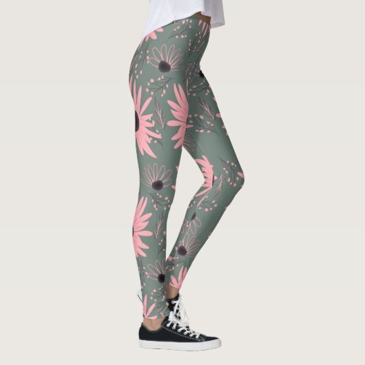 Leggings Flore de tournesol Main rose dessinée Botanique (Droite)
