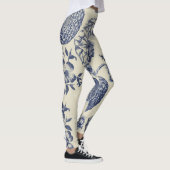 Leggings Flore d'impression florale de fleurs bleues antiqu (Droite)