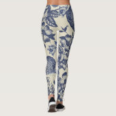 Leggings Flore d'impression florale de fleurs bleues antiqu (Dos)
