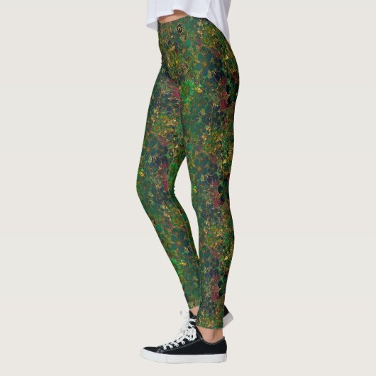 Leggings Flore d'or - Vert (Gauche)