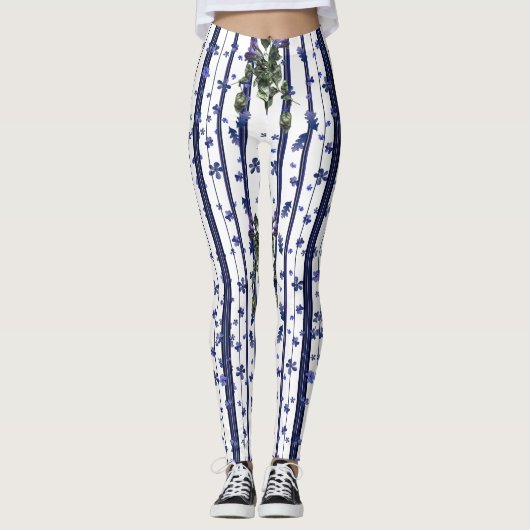Leggings Flore et rayures (Devant)