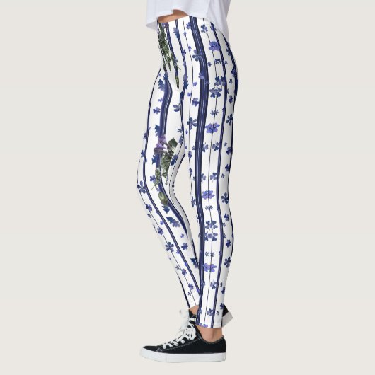 Leggings Flore et rayures (Gauche)