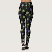 Leggings Flore foncée - Fleurs rondes violettes vertes (Dos)
