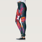 Leggings Flore Mandala Flowers Orange Red Blue Abstract (Gauche)