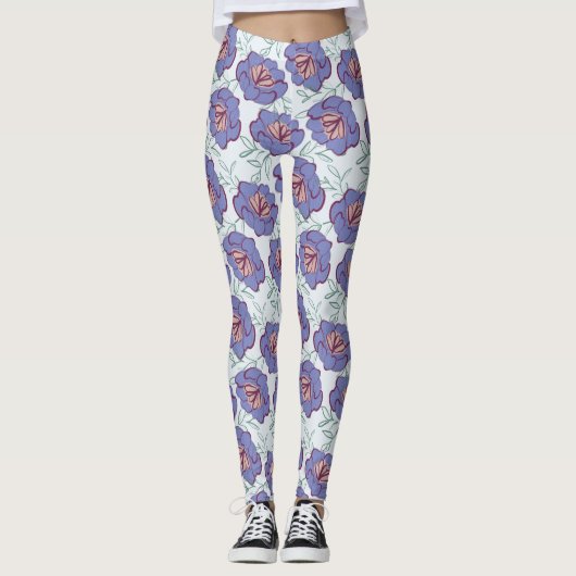 Leggings Flore rétro sur tout Motif (Devant)