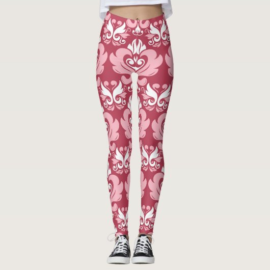 Leggings Flore rouge : Beige pâle sans joint (Devant)