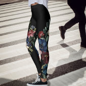 Leggings Flore rouge et bleu mystique