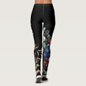 Leggings Flore rouge et bleu mystique (Dos)