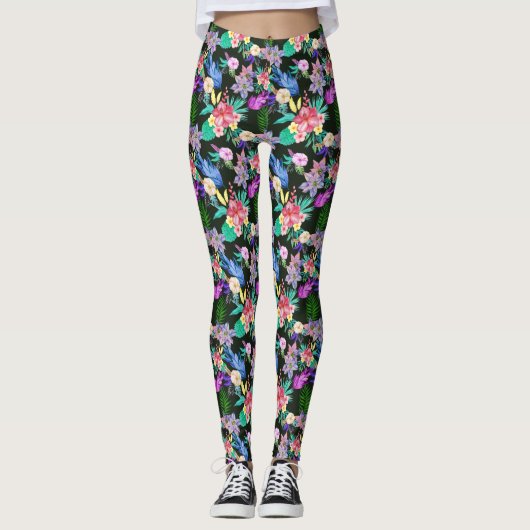 Leggings Flore tropicale hawaïenne (Devant)