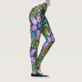 Leggings Flore verte à la menthe violette (Droite)