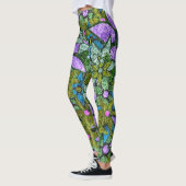 Leggings Flore verte à la menthe violette (Gauche)