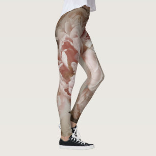 Leggings Flore Vintage d'aquarelle rose et blanche