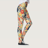 Leggings Flore vive rouge, jaune et bleu sur blanc (Droite)