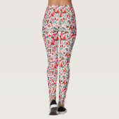 LEGGINGS FLORENTINE RENAISSANCE ROUGE FLEURS, FLEURS (Dos)