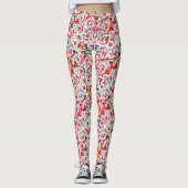 LEGGINGS FLORENTINE RENAISSANCE ROUGE FLEURS, FLEURS (Devant)