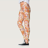 Leggings Flores super rétro oranges (Gauche)