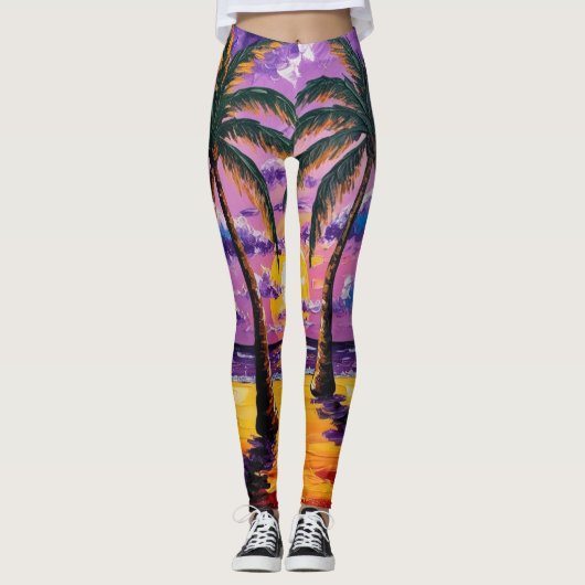 Leggings Floride Palm Tree Beach Tropical Leging (Devant)