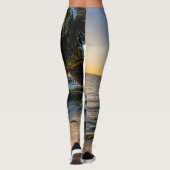 Leggings Floride Palmier penché couché de soleil (Dos)