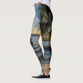Leggings Floride Palmier penché couché de soleil (Gauche)