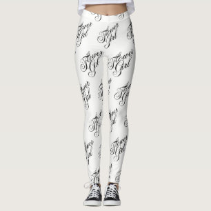 Leggings Flower Girl - Noir sur Blanc