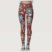 Leggings flower power super hippie coloré (Devant)