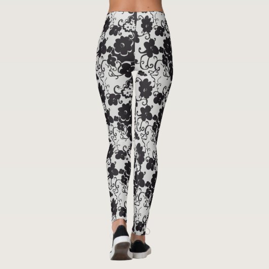 Leggings Flowers black and white (Dos)