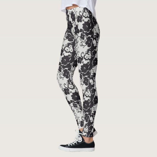Leggings Flowers black and white (Gauche)